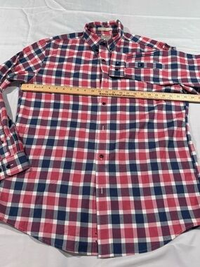 L.L. Bean Men's Red, Navy & White Plaid Button-Down Shirt
